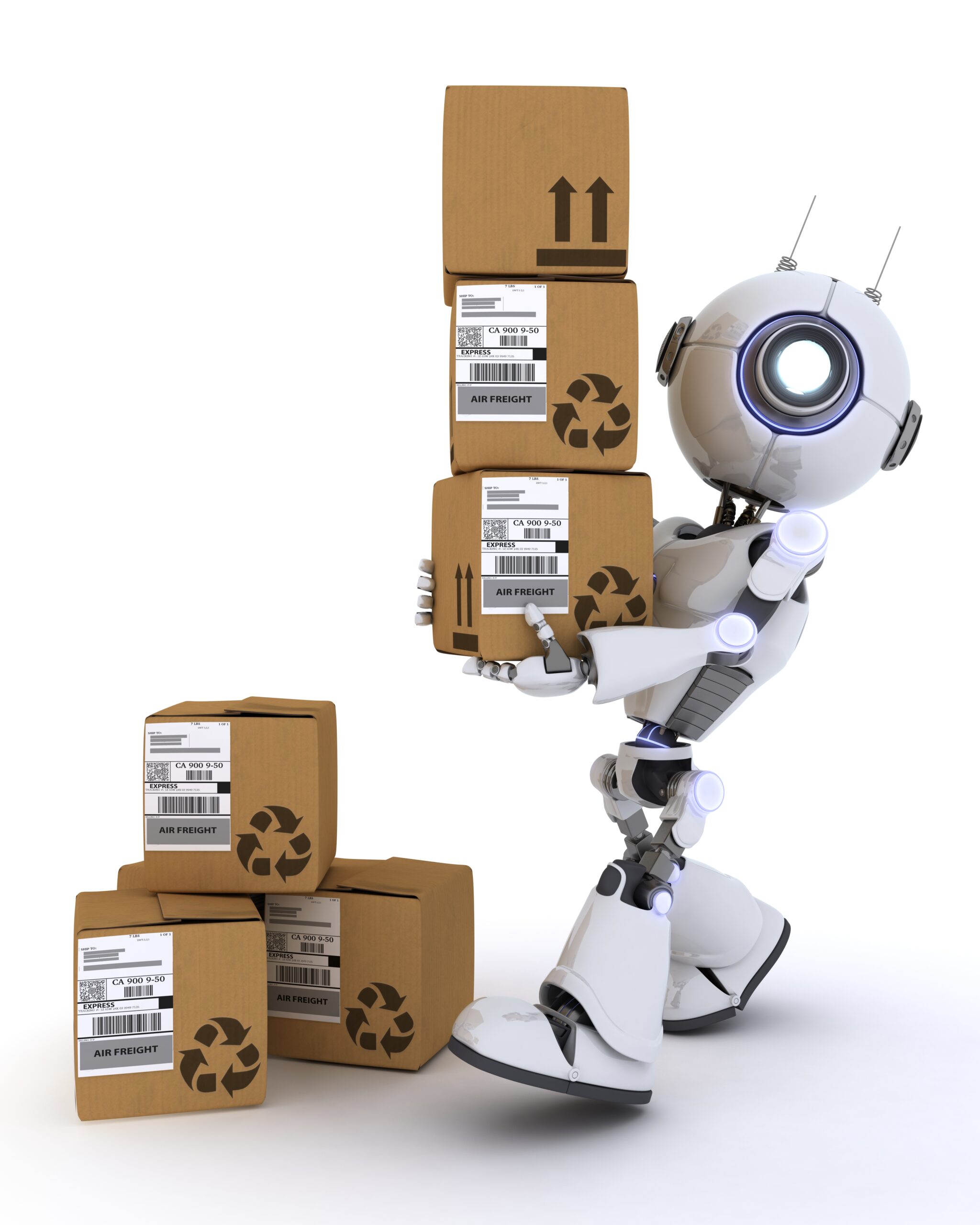 Robot with Shipping Boxes